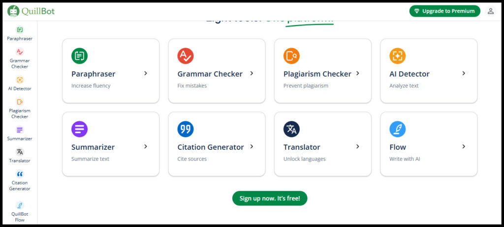 QuillBot paraphrasing tool, grammar, AI detector, translator & Plagiarism Checker 2025